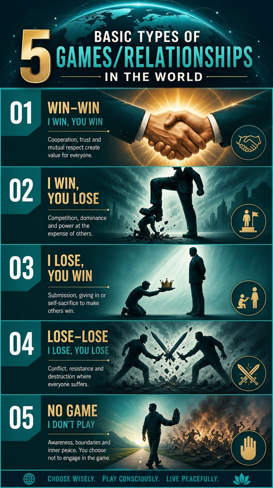 Five Types of Games and Relationships infographic