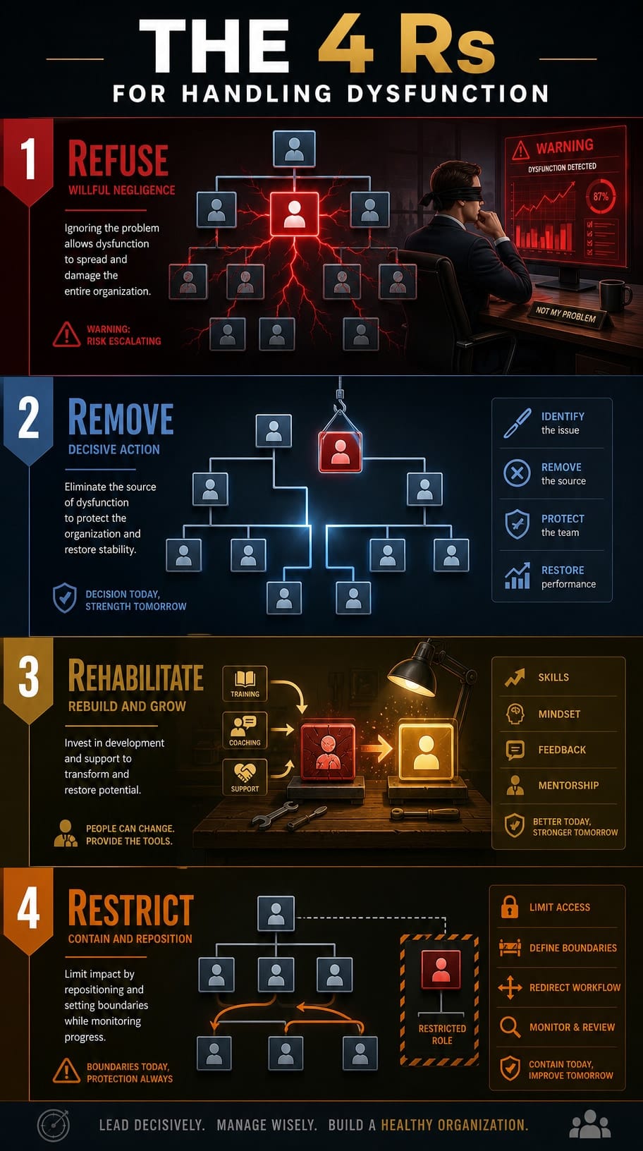 The Four Rs of Handling Dysfunction infographic